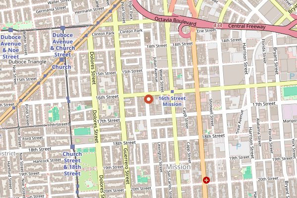 Map showing La Cumbre Taqueria in San Francisco