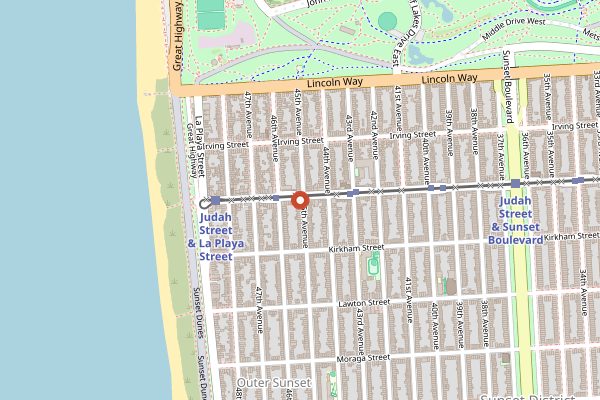Map showing Outerlands in San Francisco