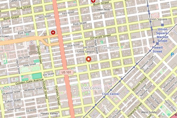 Map showing Saigon Sandwich in San Francisco