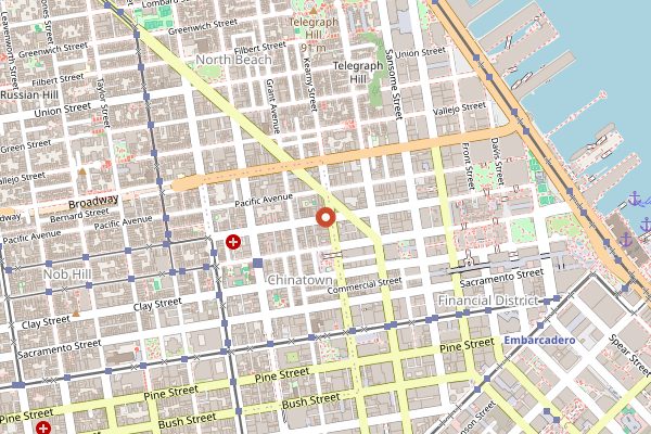 Map showing Z & Y Bistro in San Francisco