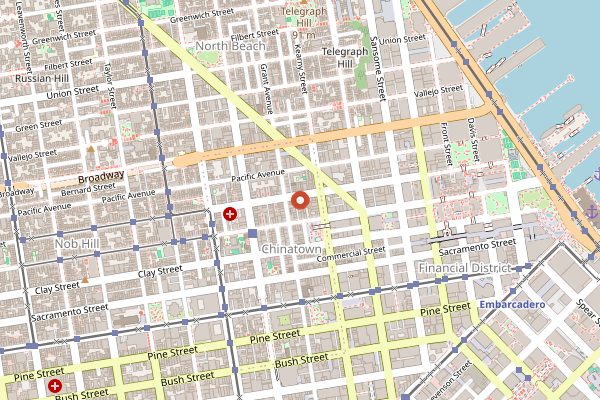 Map showing Z & Y Restaurant in San Francisco
