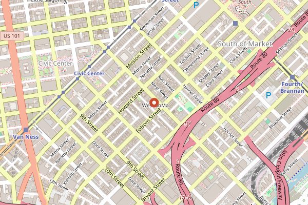 Map showing Sightglass Coffee in San Francisco