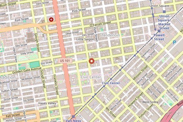 Map showing Golden Era Vegan Restaurant in San Francisco