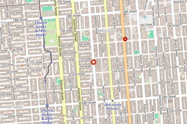 Map showing Udupi Palace in San Francisco