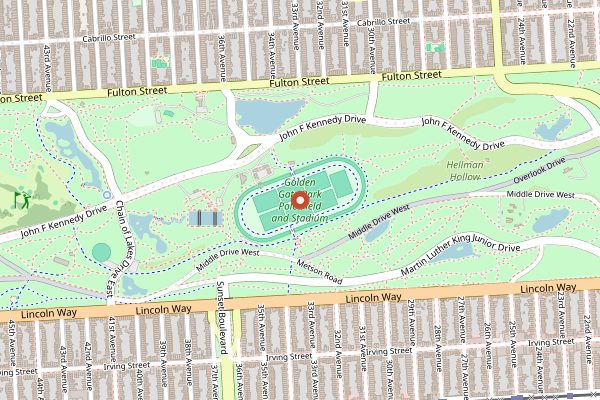Map showing Outside Lands Food and Wine Pavilion in San Francisco