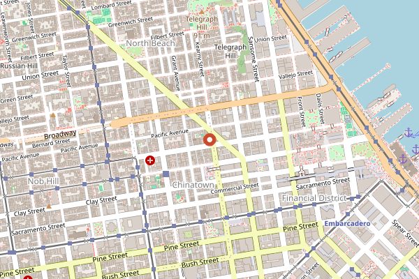 Map showing House of Nanking in San Francisco