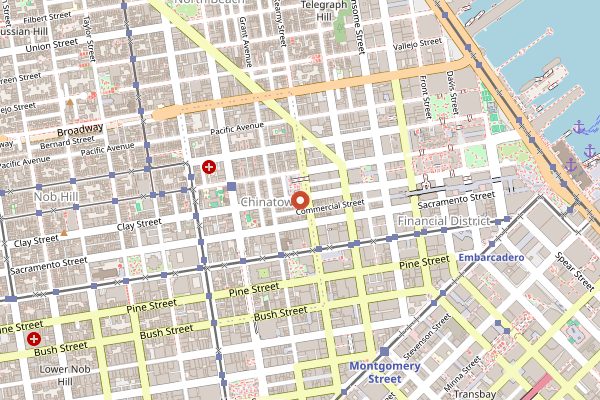 Map showing Sam Wo in San Francisco