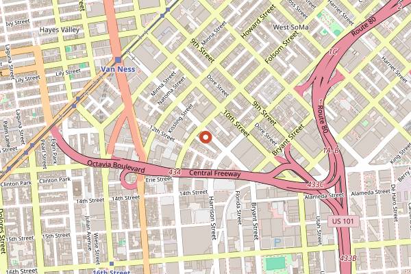 Map showing Audio SF in San Francisco