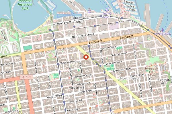 Map showing Bimbo's 365 Club in San Francisco