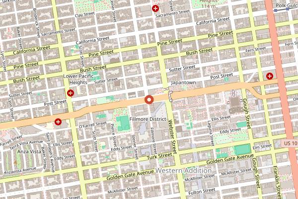 Map showing Boom Boom Room in San Francisco