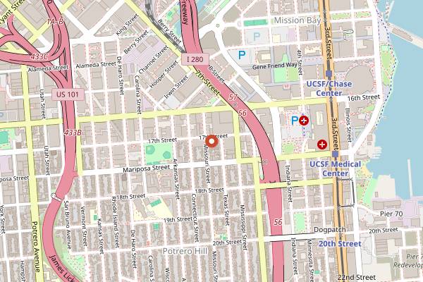 Map showing Bottom of the Hill in San Francisco