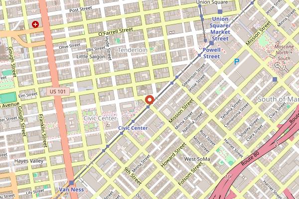 Map showing Charmaine's Rooftop Bar and Lounge in San Francisco