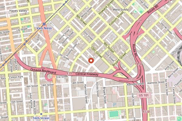Map showing DNA Lounge in San Francisco