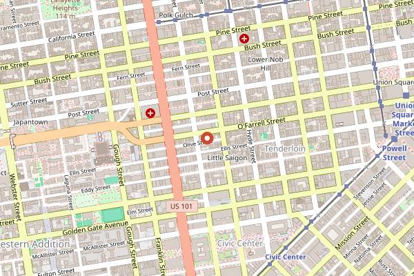 Map showing Great American Music Hall in San Francisco