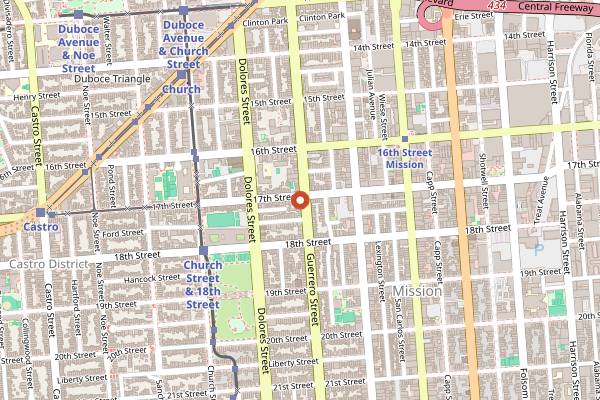 Map showing The 500 Club in San Francisco