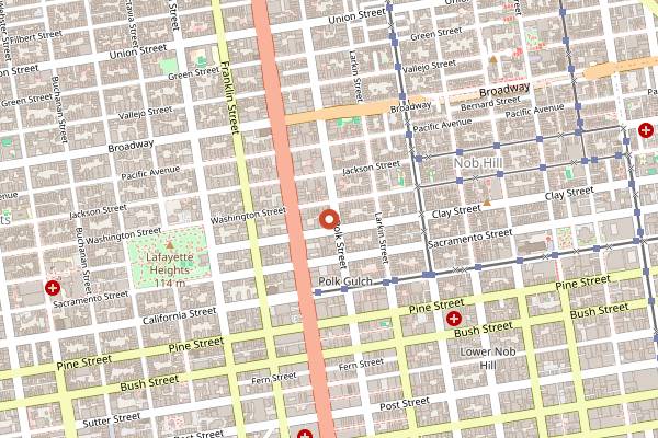 Map showing The Cinch Saloon in San Francisco
