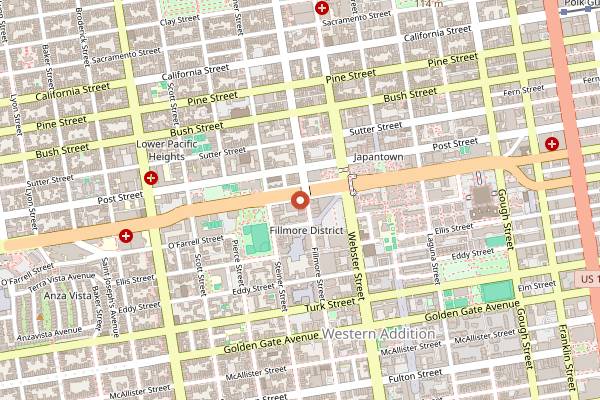 Map showing The Fillmore in San Francisco