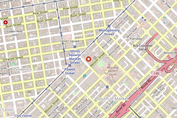 Map showing The View Lounge in San Francisco