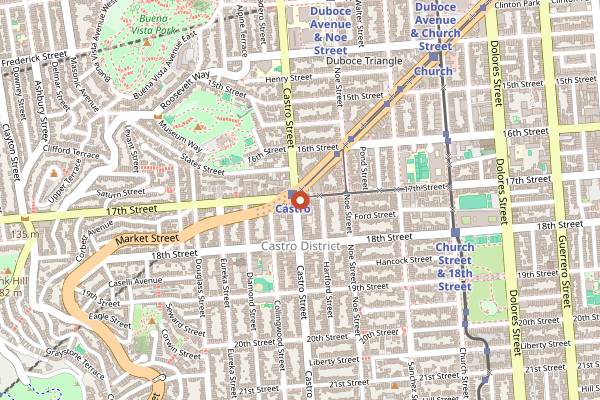 Map showing Twin Peaks Tavern in San Francisco