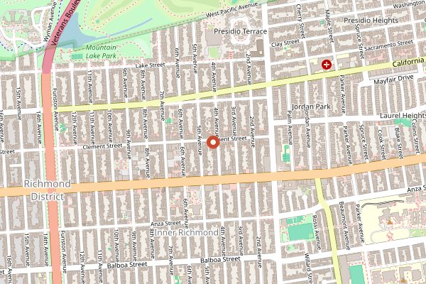 Map showing Burma Superstar in San Francisco