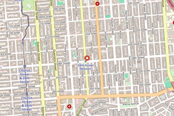 Map showing El Farolito in San Francisco