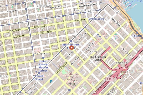 Map showing The Sentinel in San Francisco