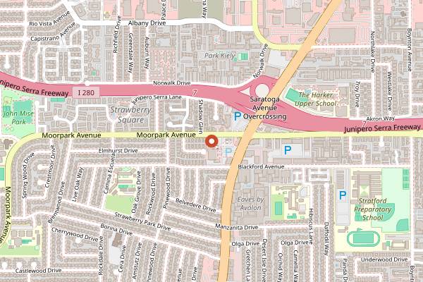 Map showing Clover Bakery and Cafe in San Jose