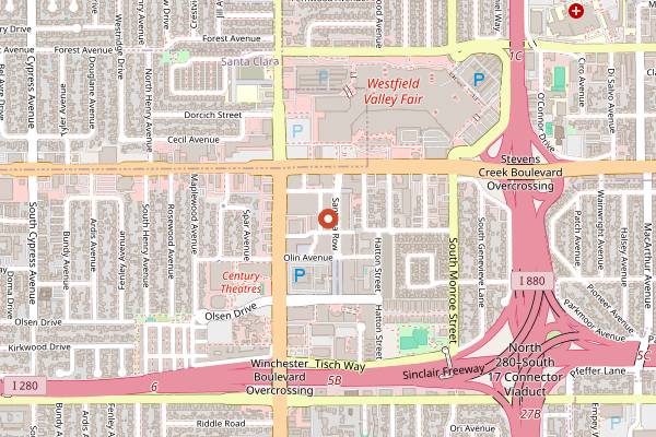 Map showing Cocola Bakery in San Jose