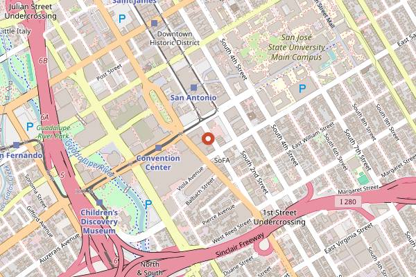 Map showing The Continental Bar in San Jose