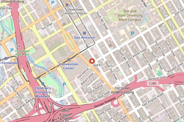 Map showing The Fountainhead Bar in San Jose