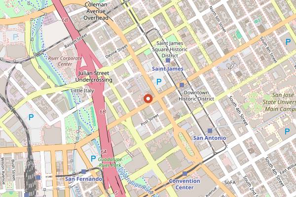 Map showing O'Flaherty's Irish Pub in San Jose