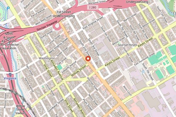 Map showing Clandestine Brewing in San Jose
