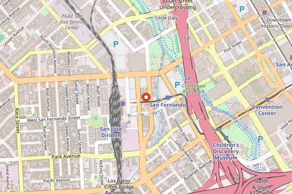 Map showing Hapa's Creekside Beer Garden in San Jose