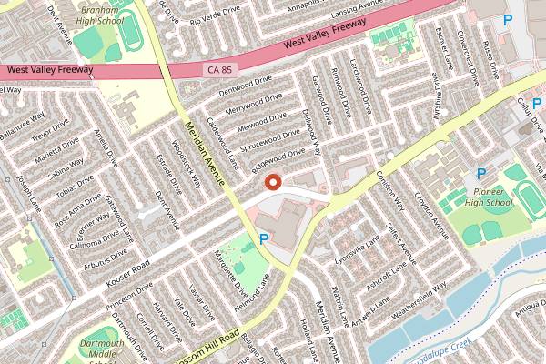 Map showing Bill's Cafe Kooser in San Jose