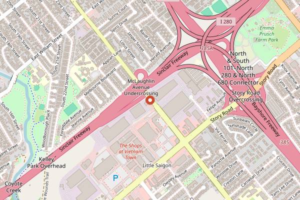 Map showing Super Taqueria (McLaughlin Ave) in San Jose