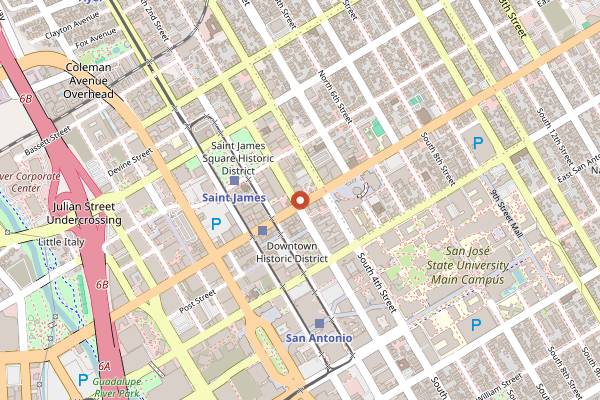 Map showing Con Azucar Cafe in San Jose