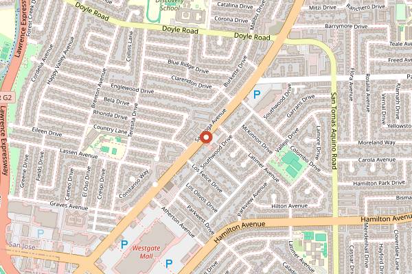 Map showing Moonwake Coffee Roasters in San Jose
