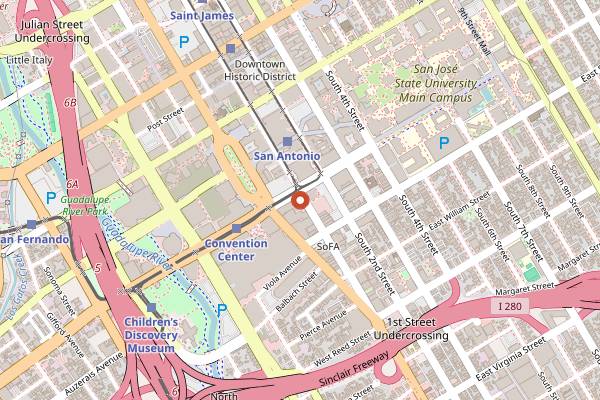Map showing Nirvana Soul Coffee in San Jose