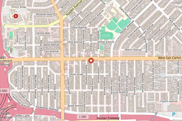 Map showing Gulzaar Halal Restaurant in San Jose