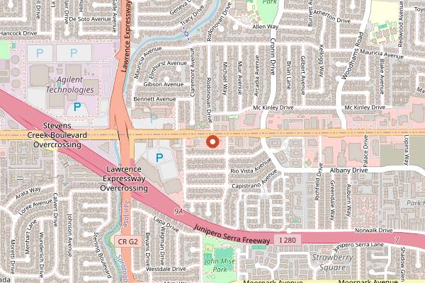 Map showing Meenakshi Bhavan in San Jose