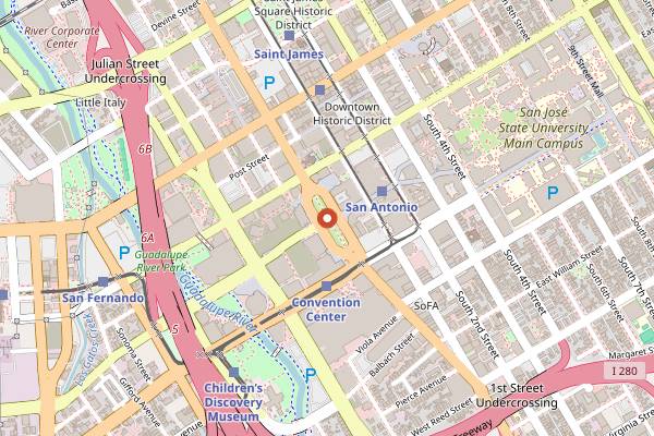Map showing San Jose Jazz Summer Fest in San Jose