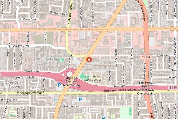 Map showing Le Papillon in San Jose