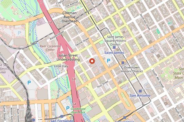 Map showing San Pedro Square Market in San Jose