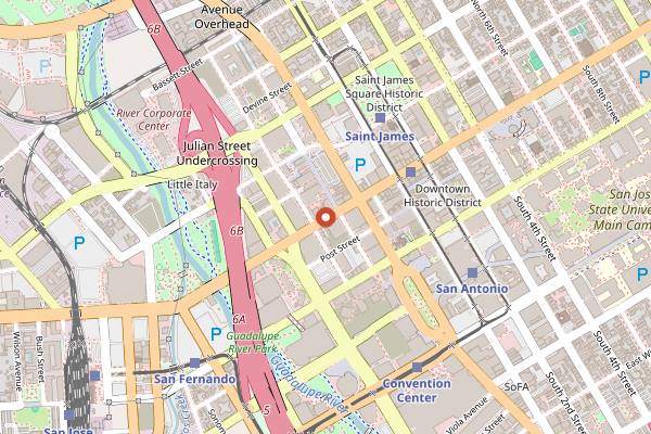 Map showing Britannia Arms Downtown in San Jose