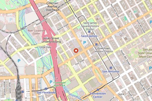 Map showing Dr. Funk in San Jose