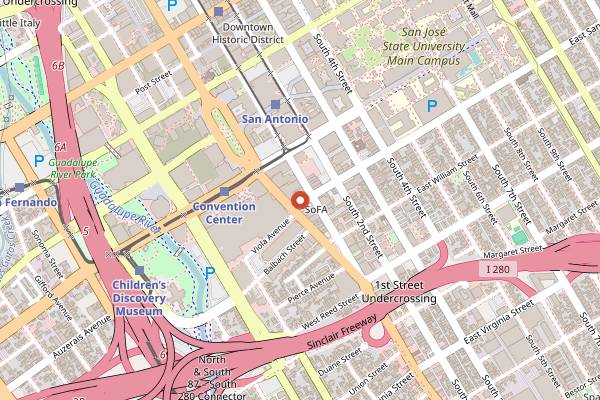 Map showing Haberdasher in San Jose