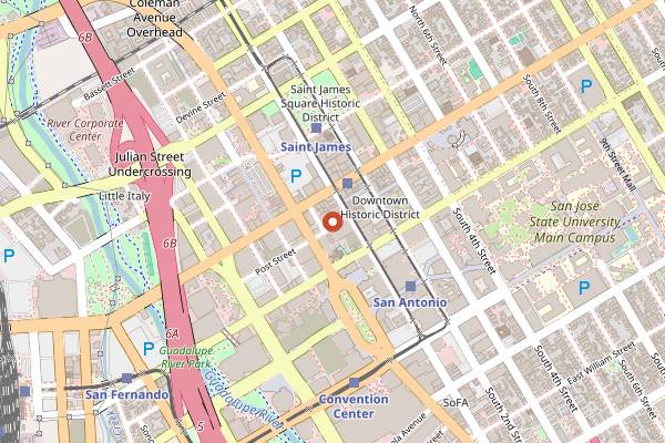 Map showing Mac's Club in San Jose