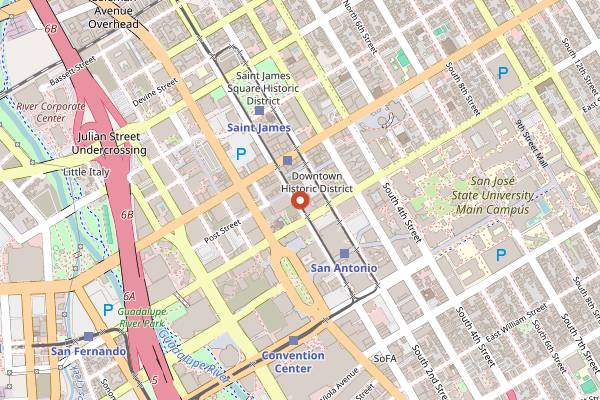 Map showing Paper Plane in San Jose
