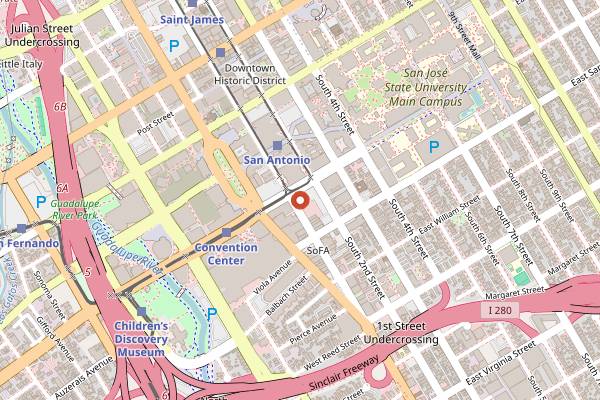 Map showing SJZ Break Room in San Jose