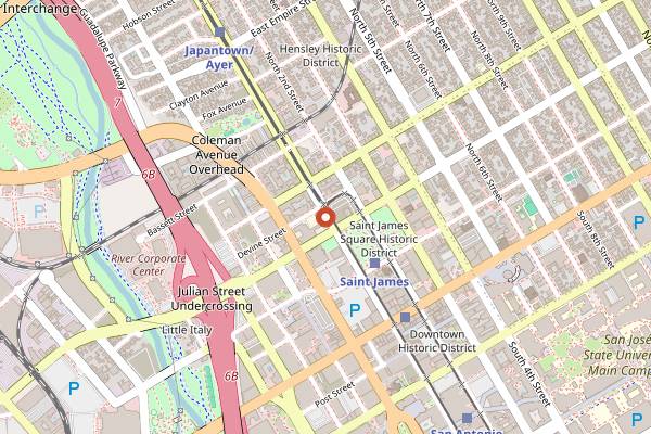 Map showing Trials Pub in San Jose